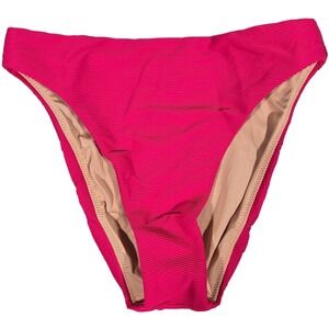 J. Crew Ribbed high-rise cheeky bikini‎ bottom in Wild Hibiscus XS NWT